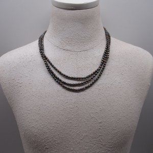 Vintage Sterling Box Clasp Black Pearl Necklace